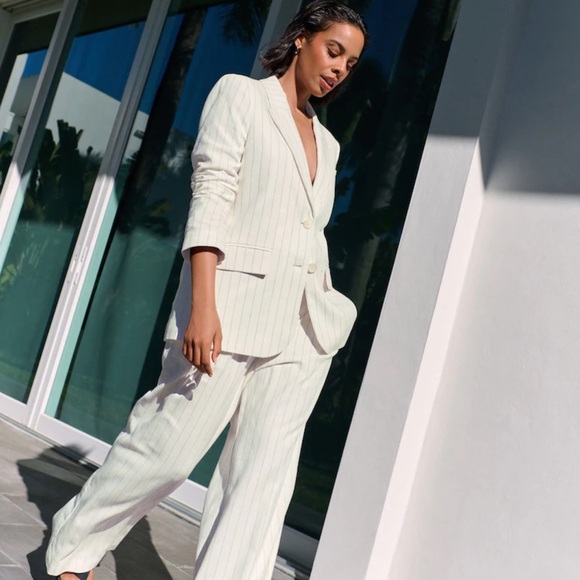 Black/white striped Linen Blend Blazer NWOT - Picture 4 of 15